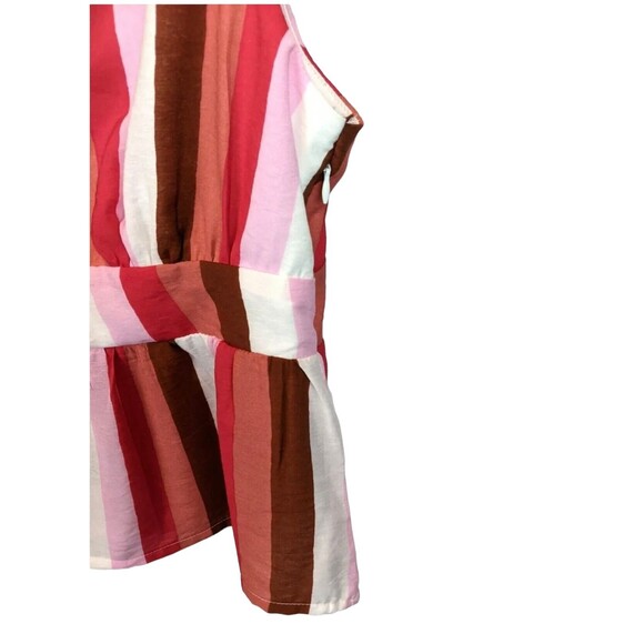 Francesca's Miami Top  Womens L  NWT  Red Striped V-Neck Empire Waist Crop Shirt - Picture 4 of 6